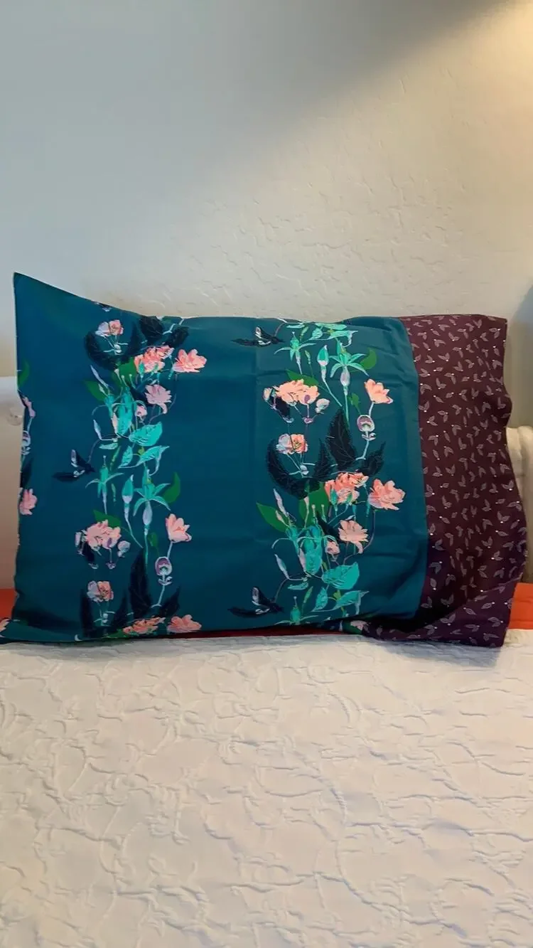 Handmade Floral Pillowcases, Anna Maria Horner Teal Peach Print
